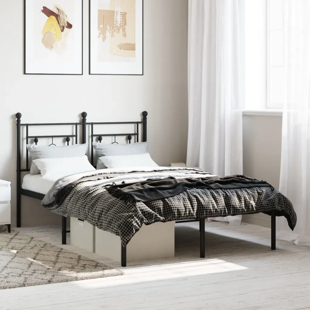 Giroletto con Testiera-Struttura Letto con testiera in Metallo Nero 120x190 cm 527651