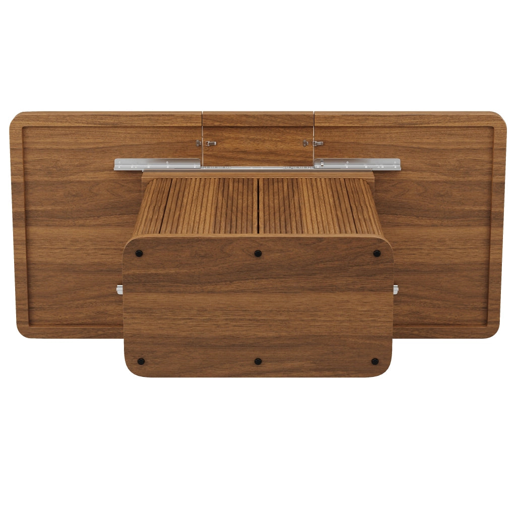 Tavolo da pranzo estensibile da 140 a 180 cm con vano contenitore in MDF e metallo marrone