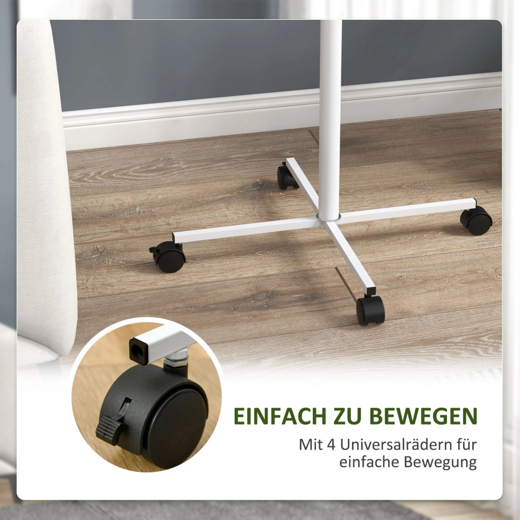 Trespolo per pappagalli con ruote scaletta altalena e ciotole in legno e acciaio bianco e naturale pratico 60 x 60 x 138 cm