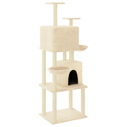 Albero gatto mobile torre arrampicata gioco graffio tiragraffi piattaforma con pali in sisal 180 cm crema 02_0022502
