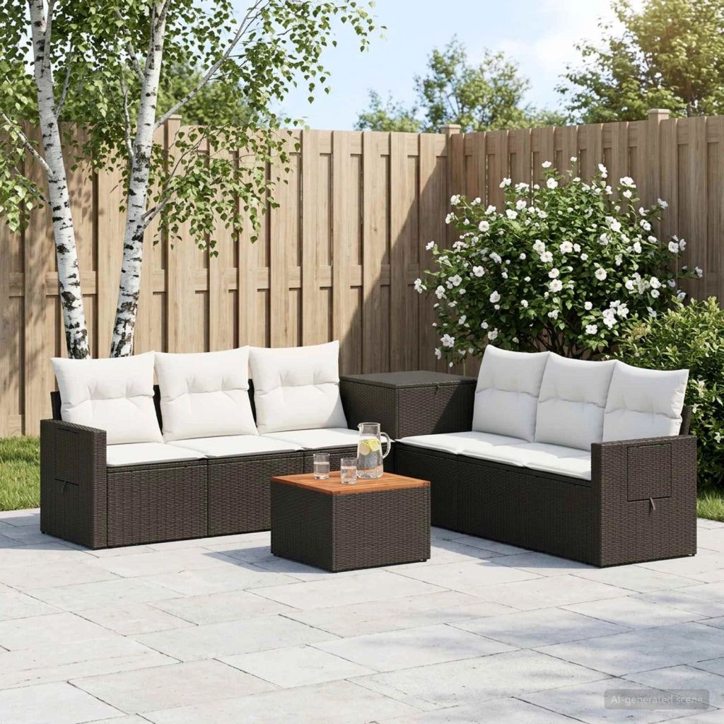 Set di divani 8 pz Nero e Bianco Crema 3448375