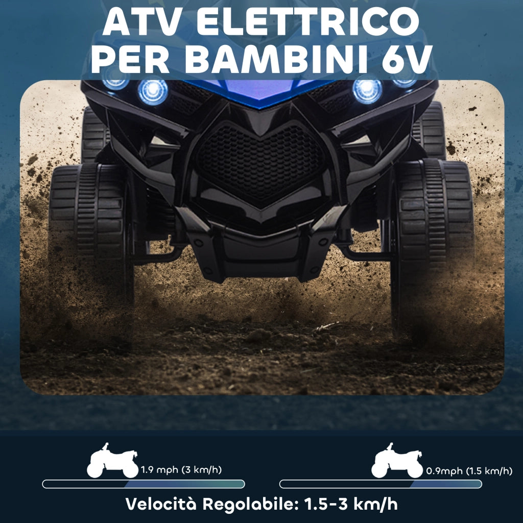 Quad Elettrico Bambini 6V ¨C Xylo ¨C Blu con Fari LED e Musica 3-6 Anni