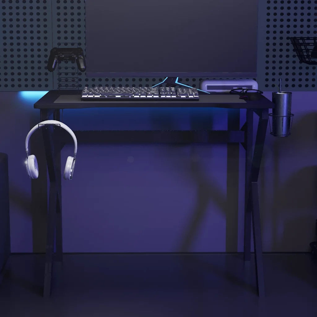 Scrivania da Gaming con Gambe a K Nera 90x60x75 cm 325400
