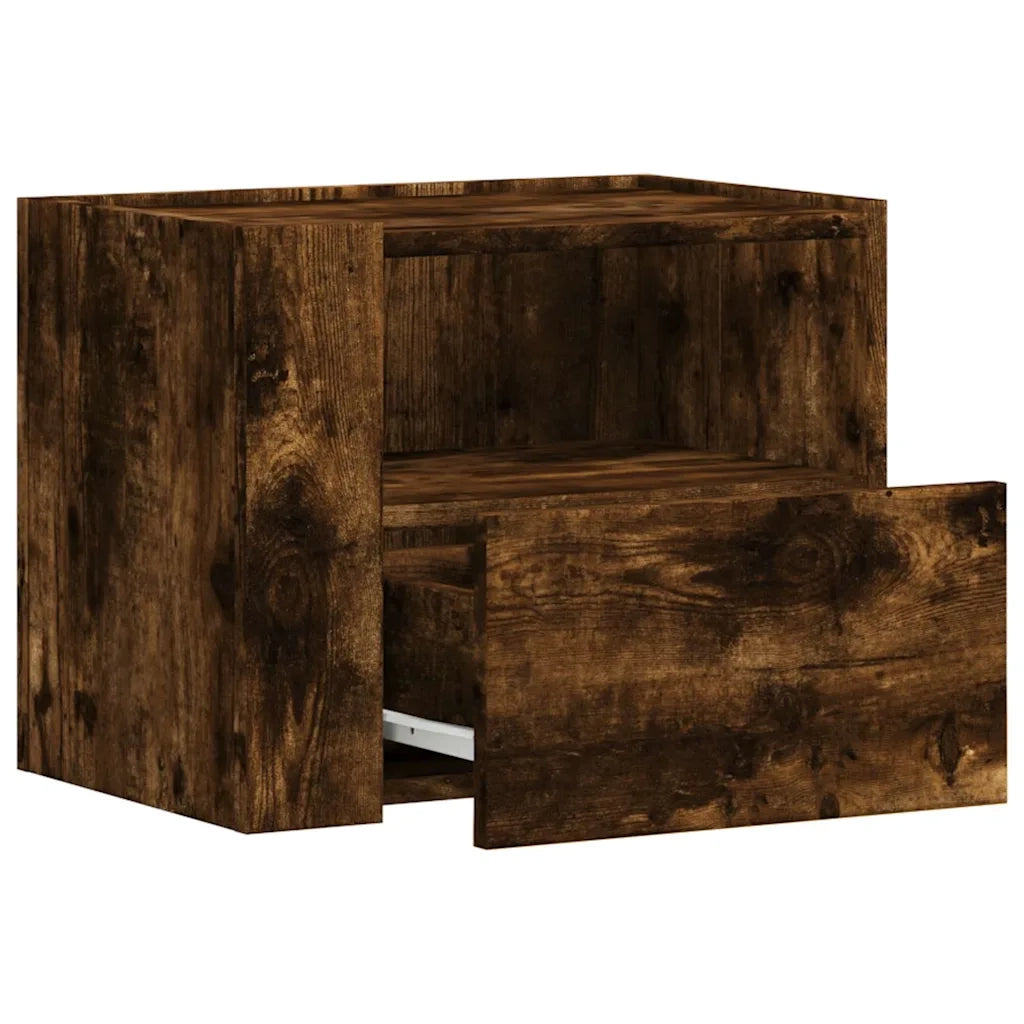 Comodini a Muro 2 pz-Set di 2 Tavolino da notte Rovere Fumo 45x30x35 cm 906308