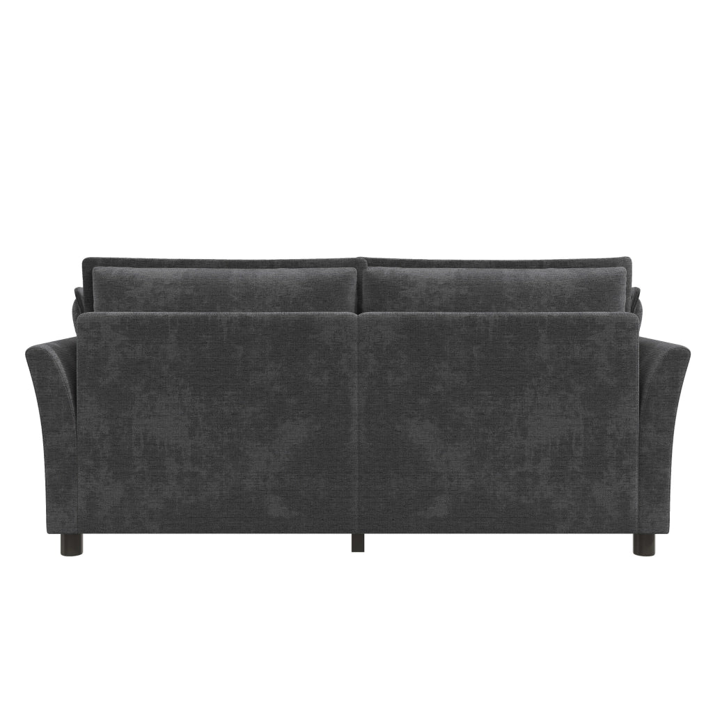 Divano dritto 2 posti con seduta a molle insacchettate e 2 cuscini per braccioli in ciniglia grigio 155 × 81 × 87 cm