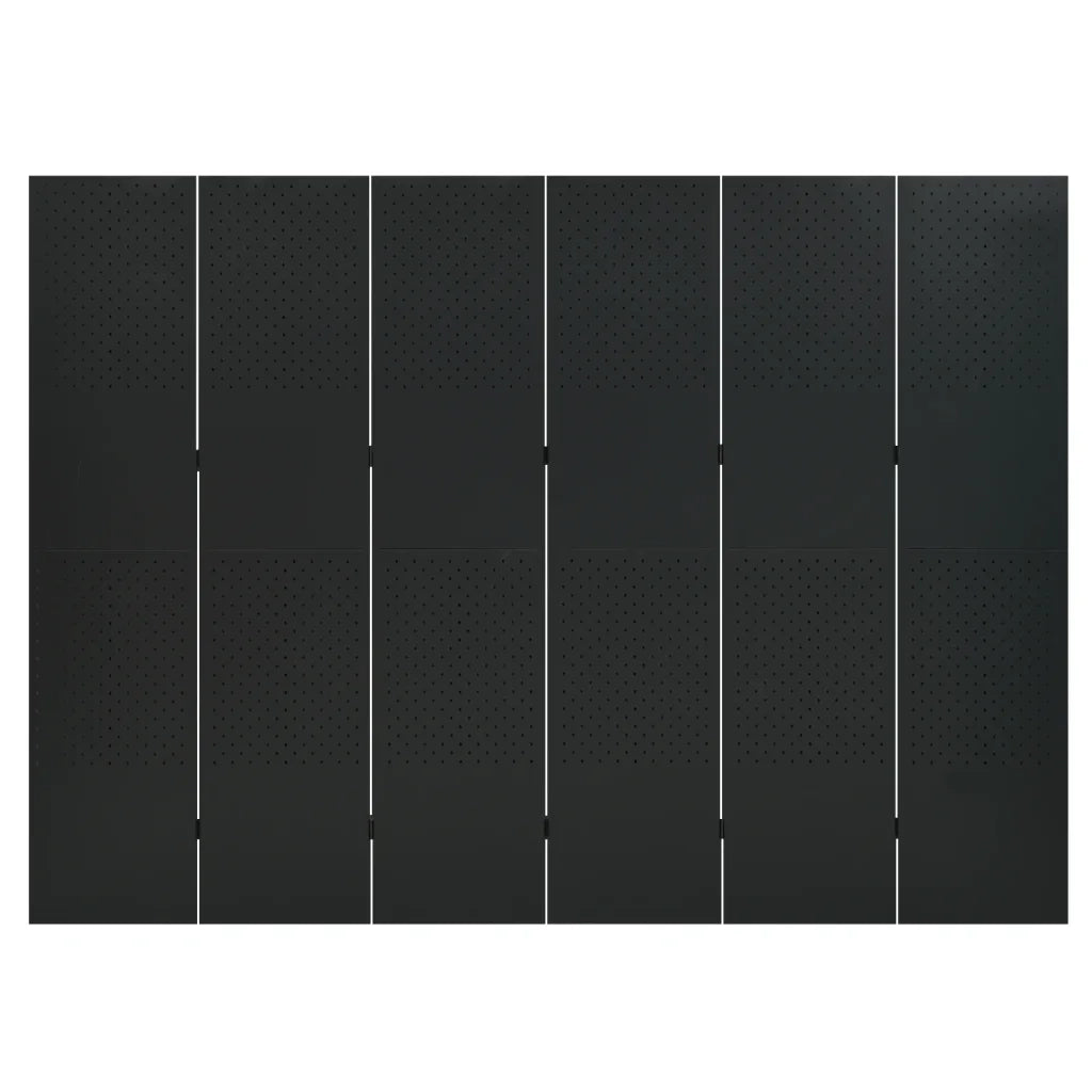 Paravento a 6 Pannelli Nero 240x180 cm in Acciaio 335904