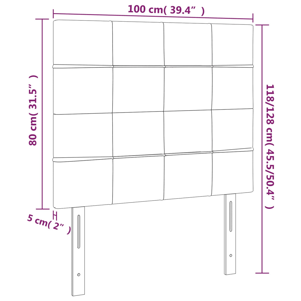 Testiera | Testata Nera 100x5x118/128 cm Tessuto