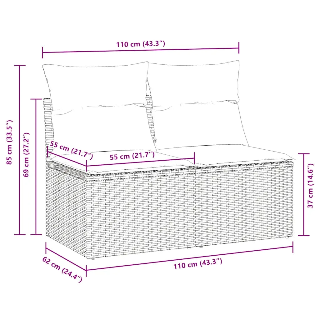 Set Divano Giardino 4 pz con Cuscini-Sofa da Giardino-Divanetto da esterno Marrone Polyrattan Acacia 103148