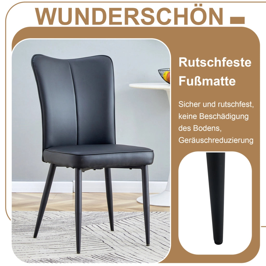 Set tavolo da pranzo rotondo ?100 cm con 4 sedie in PU nero; marrone e nero