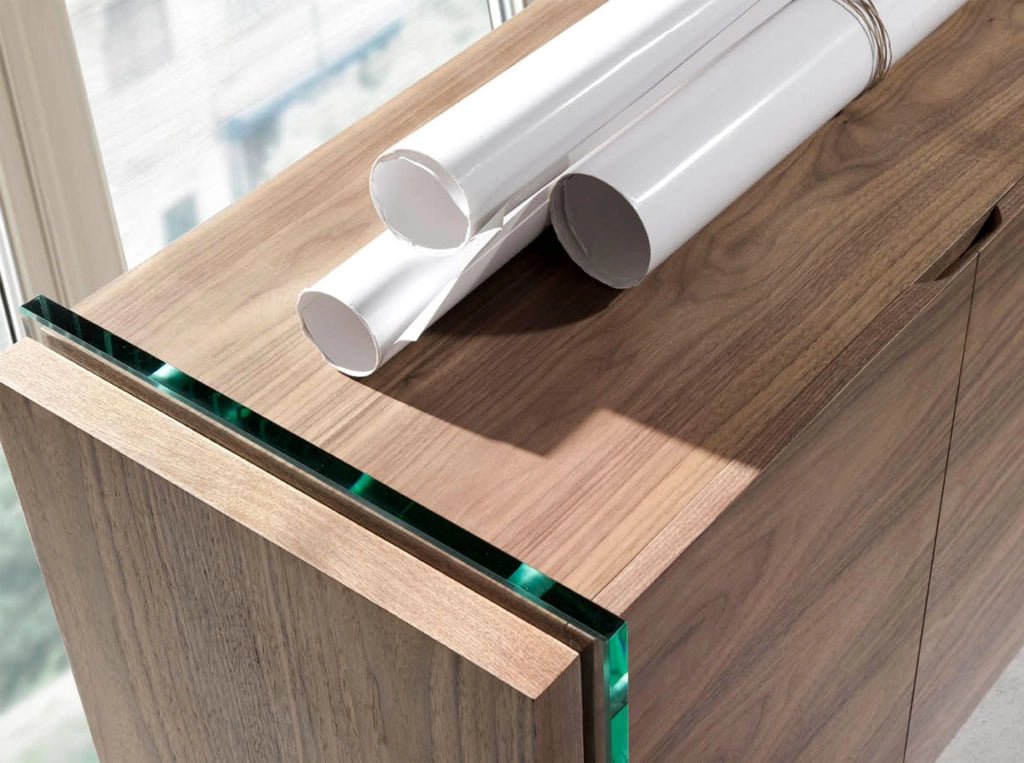 Credenza in noce e vetro temperato
