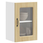 Pensile da Cucina con Porta in Vetro-Mobile Cucina da Parete Kalmar Rovere Sonoma 346272
