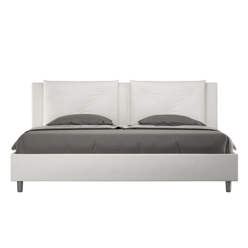Letto imbottito Matrimoniale 180x200 cm Appia - Bianco,Similpelle,Contenitore