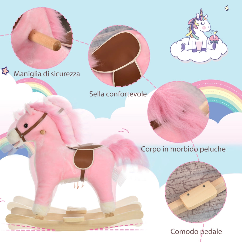 Cavallo a Dondolo Bambini con Suoni ¨C Zephmum ¨C Rosa