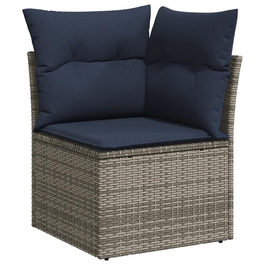 Set Divani da Giardino 9 pz con Cuscini Grigio in Polyrattan 3225585