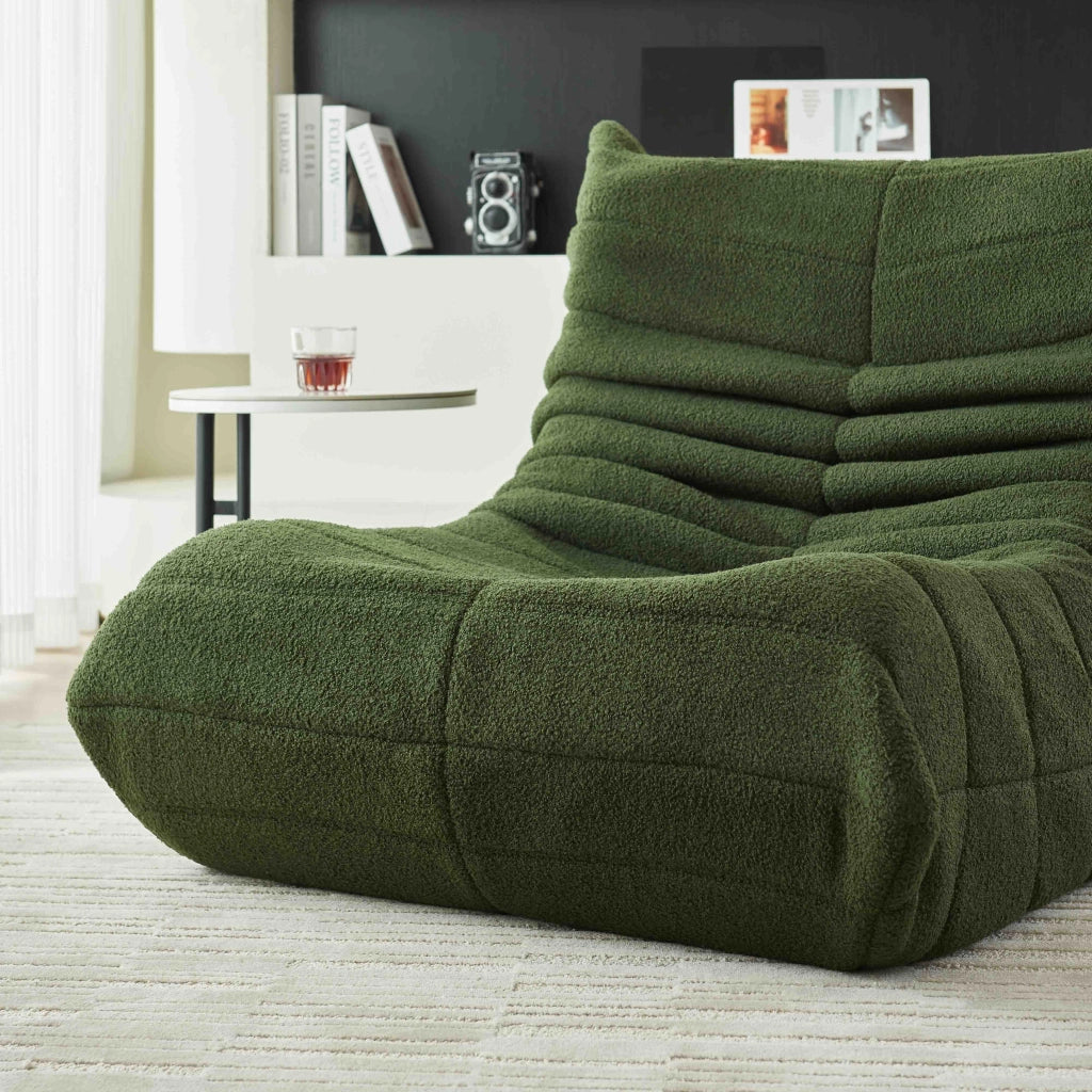 Poltrona Sacco Verde in Teddy Velvet 110 × 85 × 79 cm