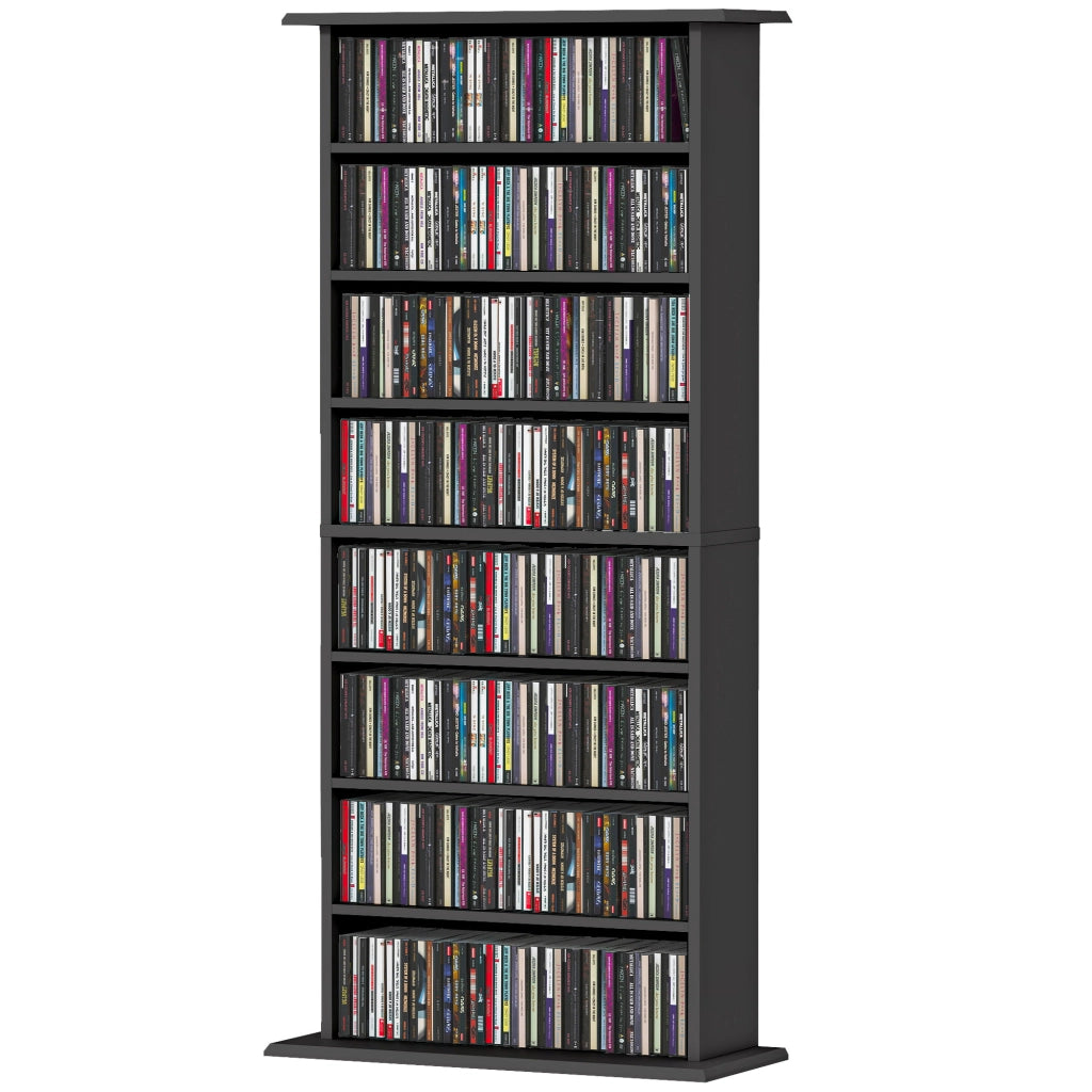 Libreria per CD e DVD con 8 scomparti e 6 ripiani regolabili ¨C Minimal ¨C nero
