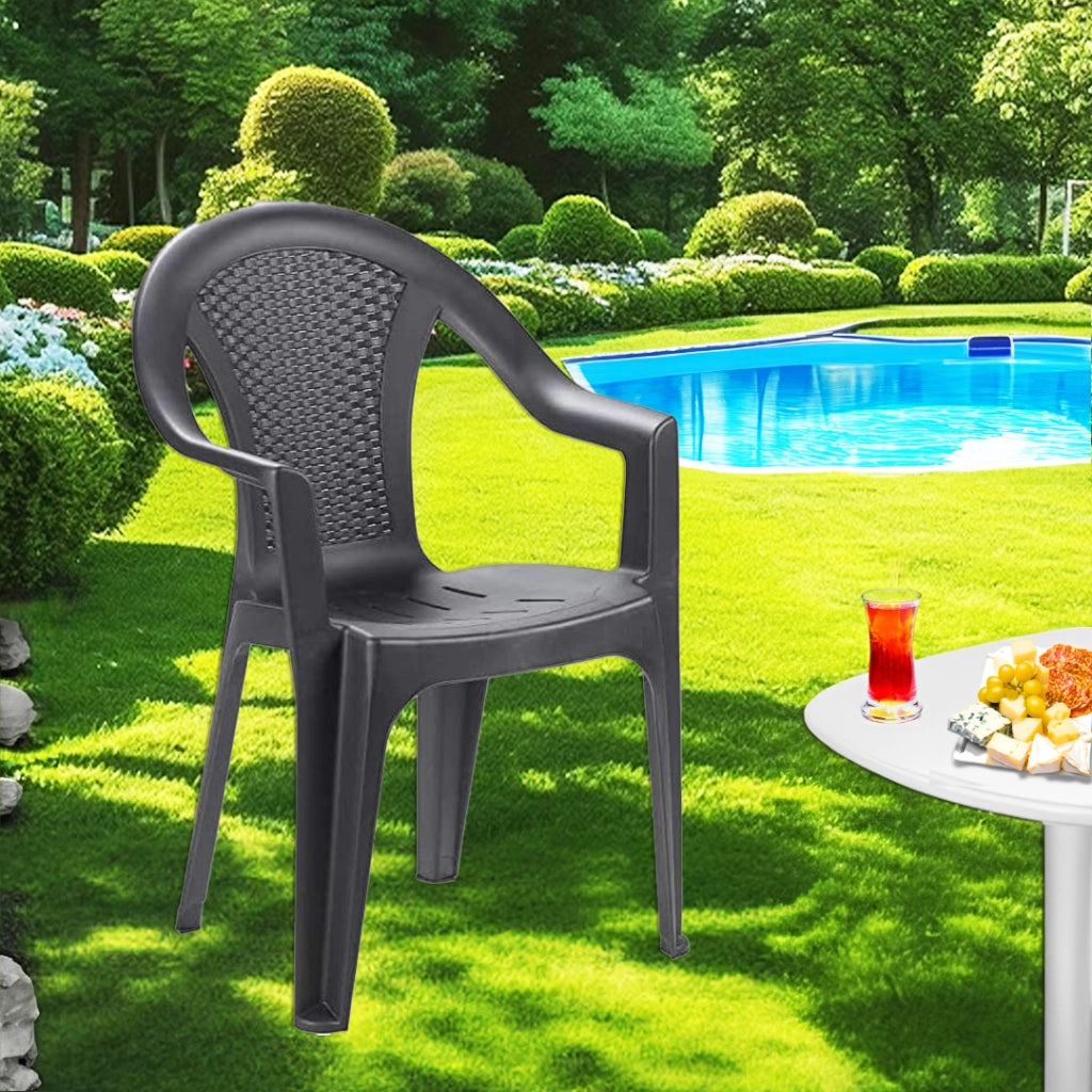 SET 6 SEDIE DA GIARDINO KORA IN POLIPROPILENE COLORE ANTRACITE 55 X 54 X 82 CM