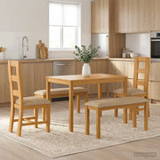 Set da pranzo 5 pz Beige Legno di Quercia Massello 3430288