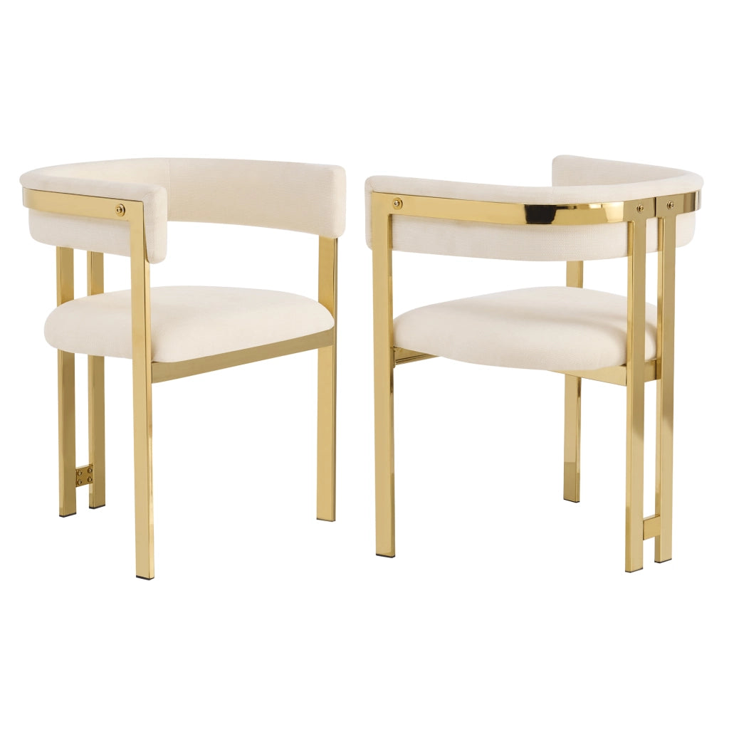SEDIA da pranzo Set da 2 pezzi in Chenille Beige e Oro