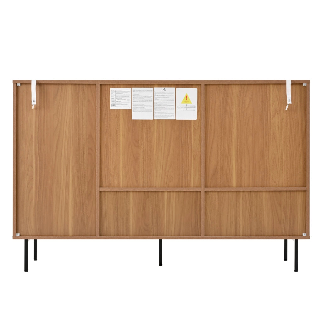 CREDENZA 140x37x91 cm con 2 ante scorrevoli, 3 cassetti, Natural