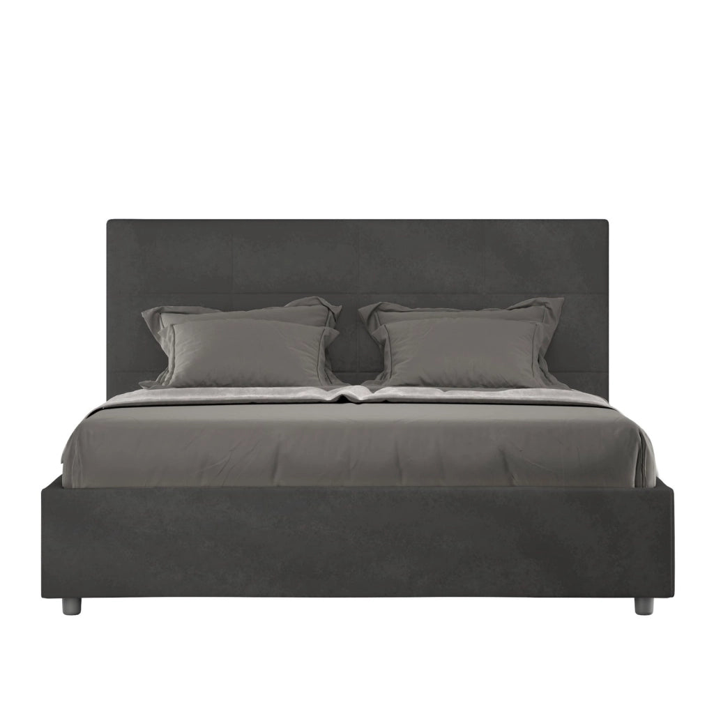 ityhome Letto matrimoniale king size senza rete imbottito 170x190 microfibra grigio Mika