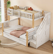 Letto a castello per bambini 140x200 cm bianco con contenitori