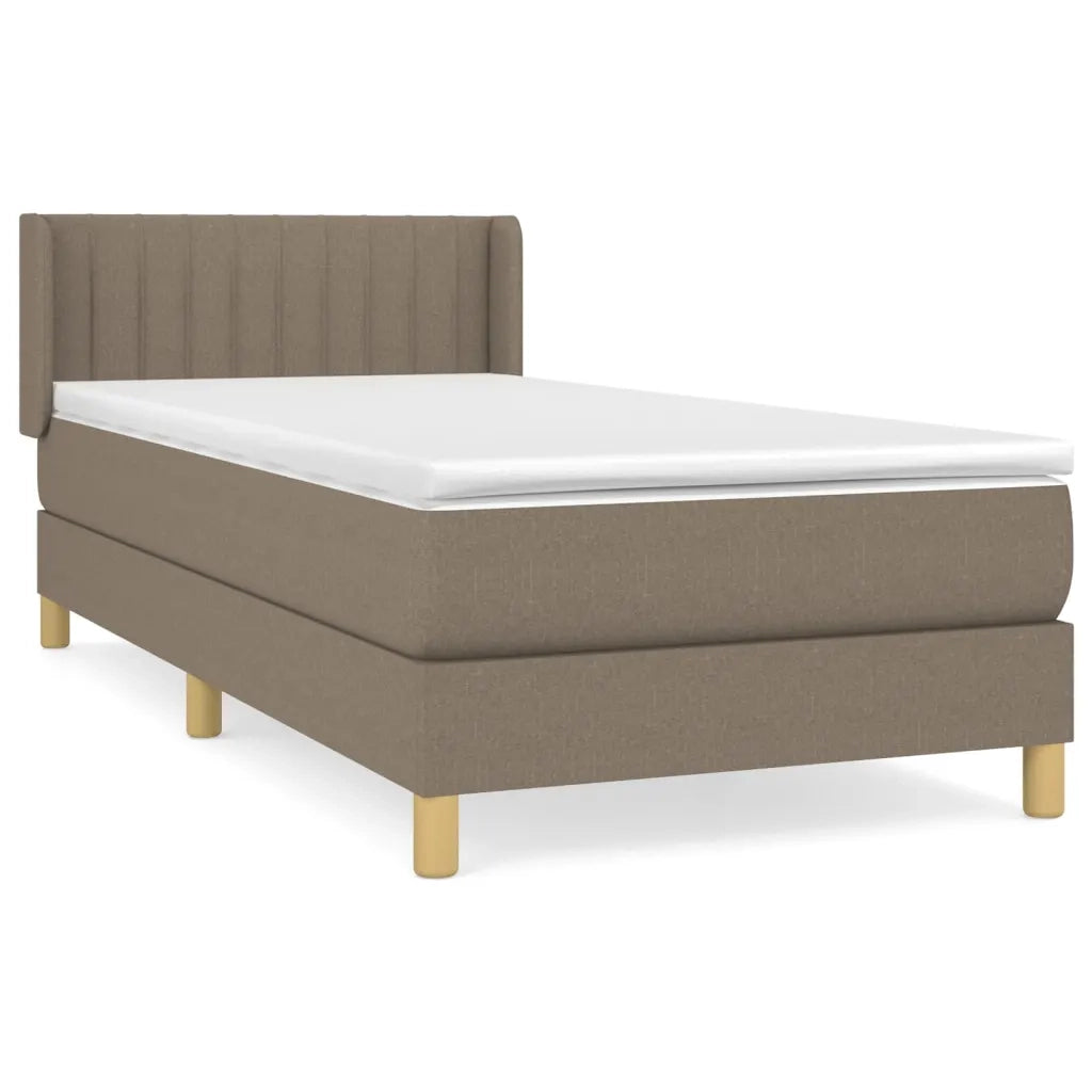 Letto singolo | Letto per adulti | Giroletto a Molle con Materasso Tortora 100x200 cm in Tessuto