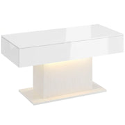 TAVOLO DA CAFFÈ LED con 2 cassetti, bianco lucido