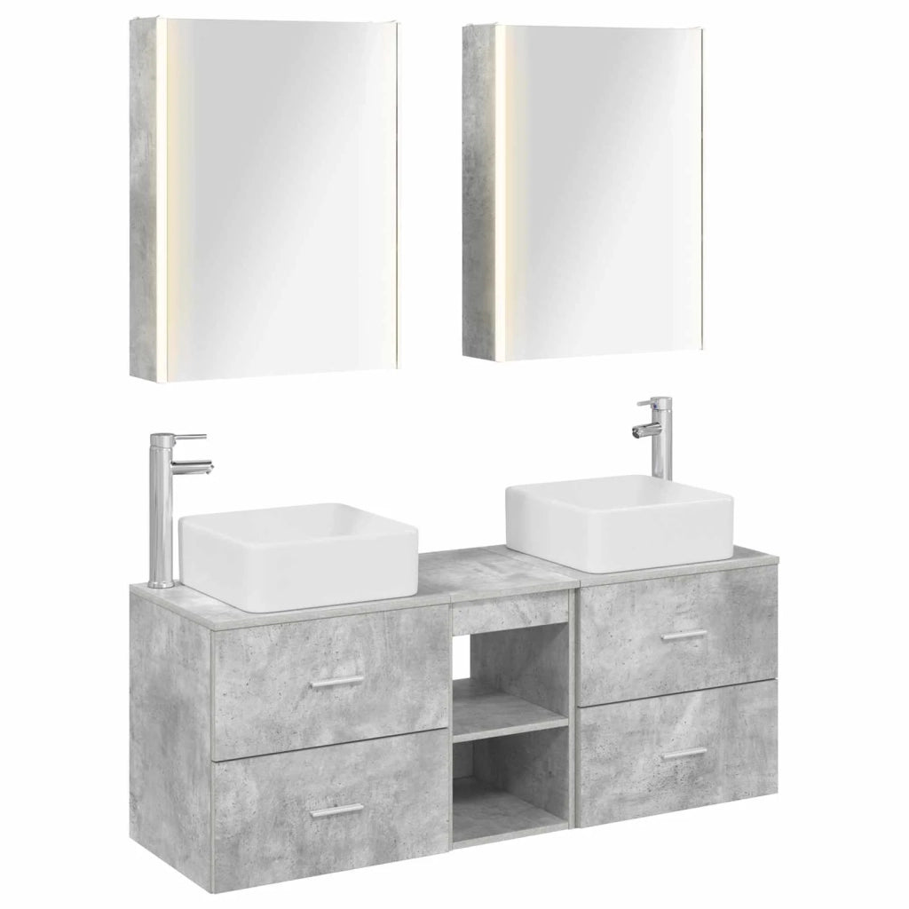 Set di mobili per il bagno 5 pz Grigio Cemento 3406770