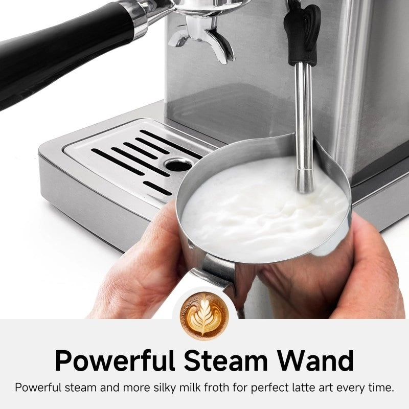 H10A Macchina da caffè espresso semiautomatica; regolazioni programmabili; lancia vapore 270°; serbatoio 1;8 L; 20 bar; argento