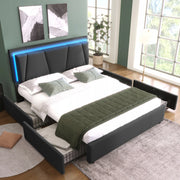 Letto singolo 140x200 - Xylo - Grigio con USB e 4 cassetti