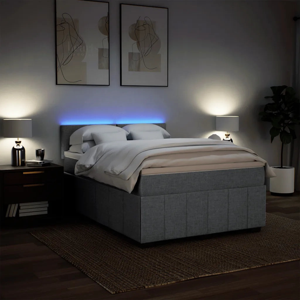 Giroletto a Molle con Materasso Grigio Chiaro 160x200cm Tessuto
