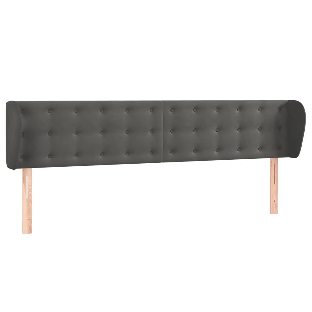 Testiera ad Orecchio-Testata con Orecchie Grigio Scuro 163x23x78/88 cm in Velluto 227329