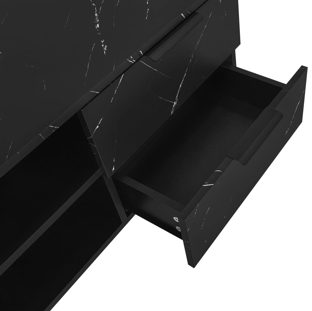 Mobile TV 200 cm con finitura marmo nero e LED multicolore