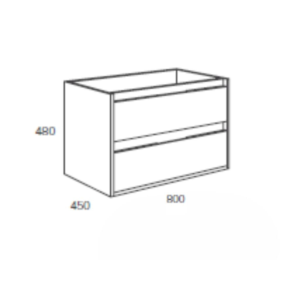 Mobile bagno sospeso Bolton colore rovere grigio ghiaccio 80x45x48H 2 cassetti: design moderno e funzionalità