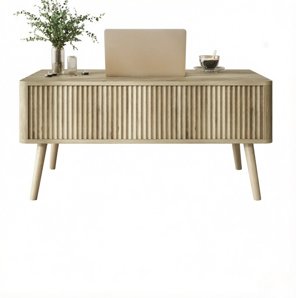 Tavolino da salotto con piano regolabile in altezza in MDF e legno di pino, colore rovere, 91x56 cm