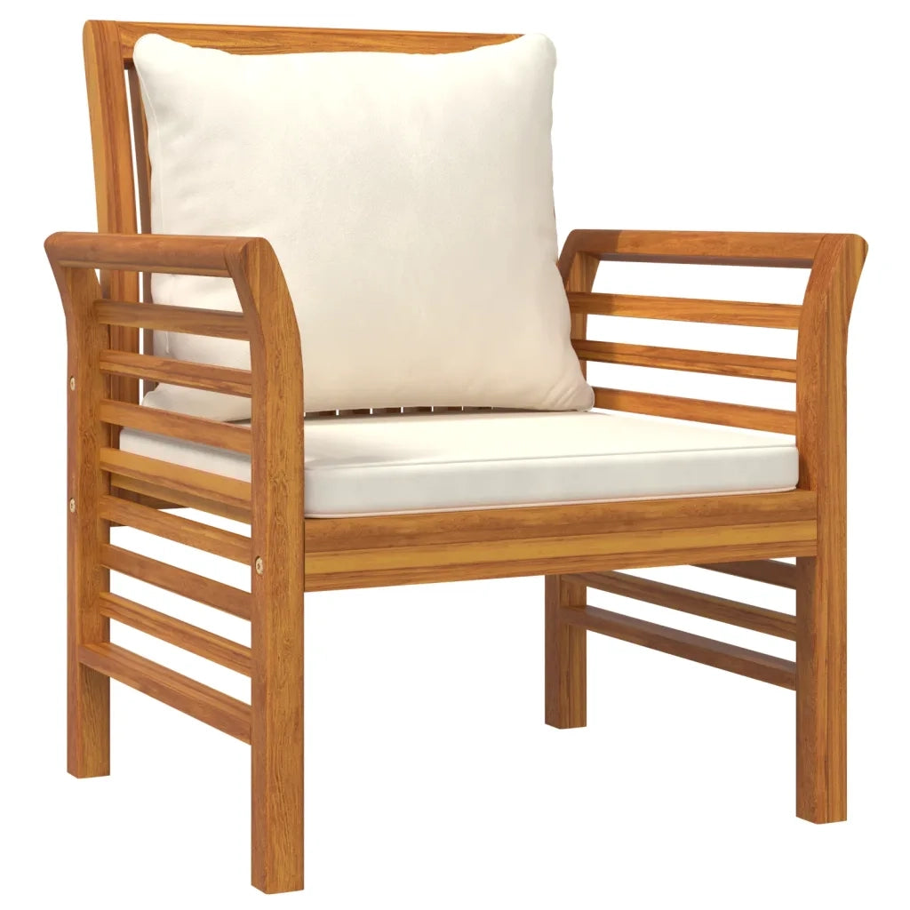 Poltrone con Cuscini Bianco Crema 2 pz Legno Massello di Acacia 312137