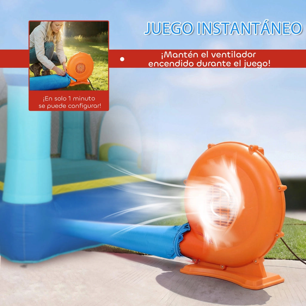 Castello Gonfiabile per Bambini con Scivolo e Canestro ¨C Zephmum ¨C Blu