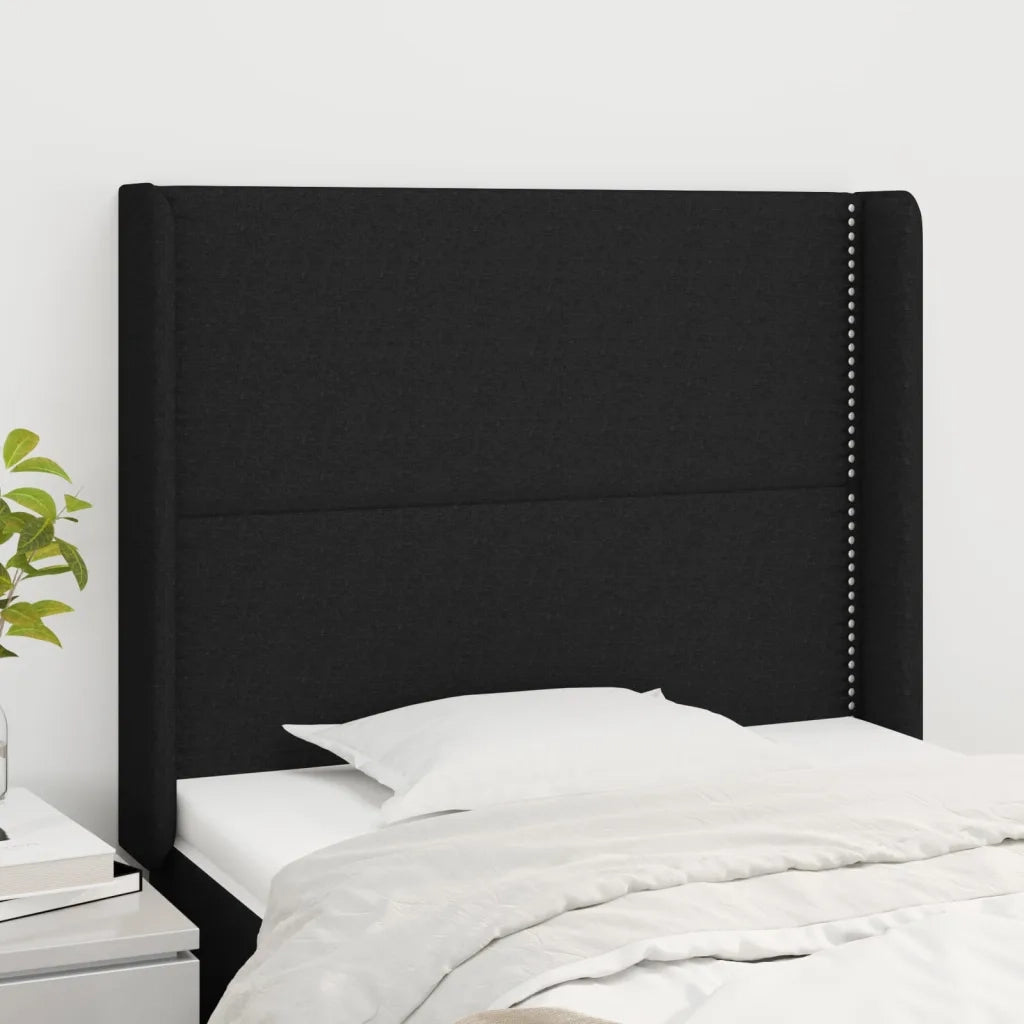 Testiera ad Orecchio-Testata con Orecchie Nera 103x16x118/128 cm in Tessuto 623275
