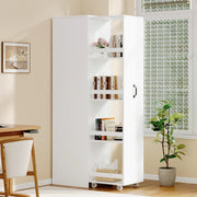 Libreria stretta 40x30x160;5 cm in MDF bianco con ruote e box protettivi