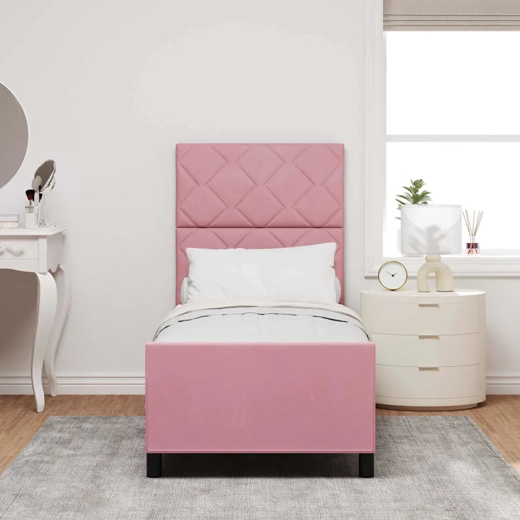 Letto a molle con testiera Rosa 80 x 200 cm Velluto 3344974