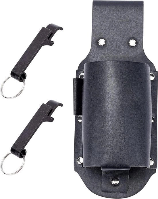 Porta birra - Riem per bottiglie - Accessorio utile - Nero - Opener per bottiglie - Portatile - Adatto per feste - Metallo marrone.