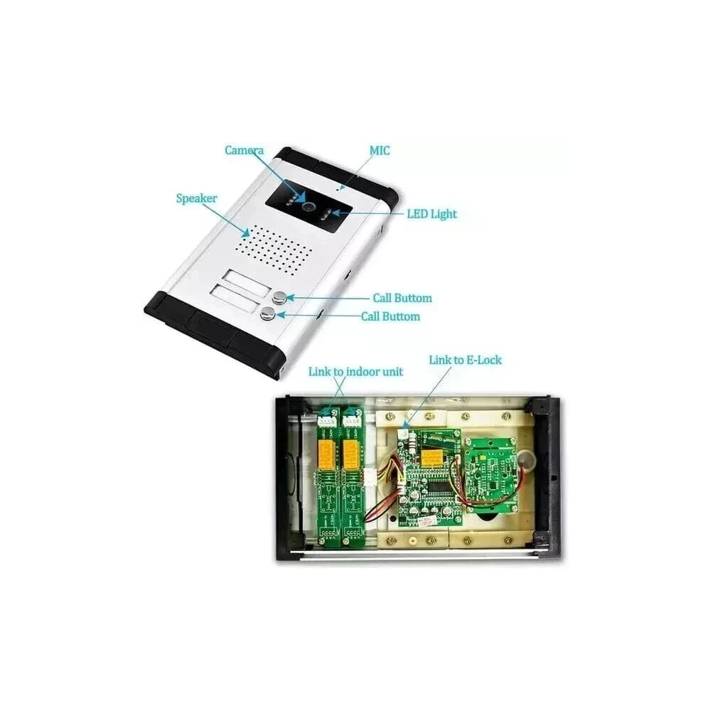 Trade Shop - Kit Video Citofono Bifamiliare Registra Telecamera Ir 2 Monitor 7" Lcd Colori -