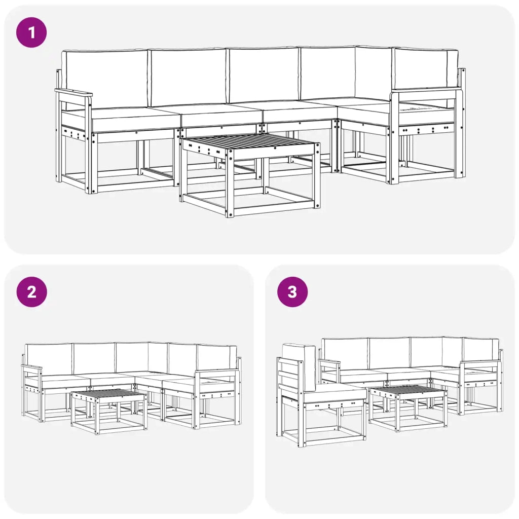 Set di divani da esterno 6 pz Bianco e Antracite 3387656
