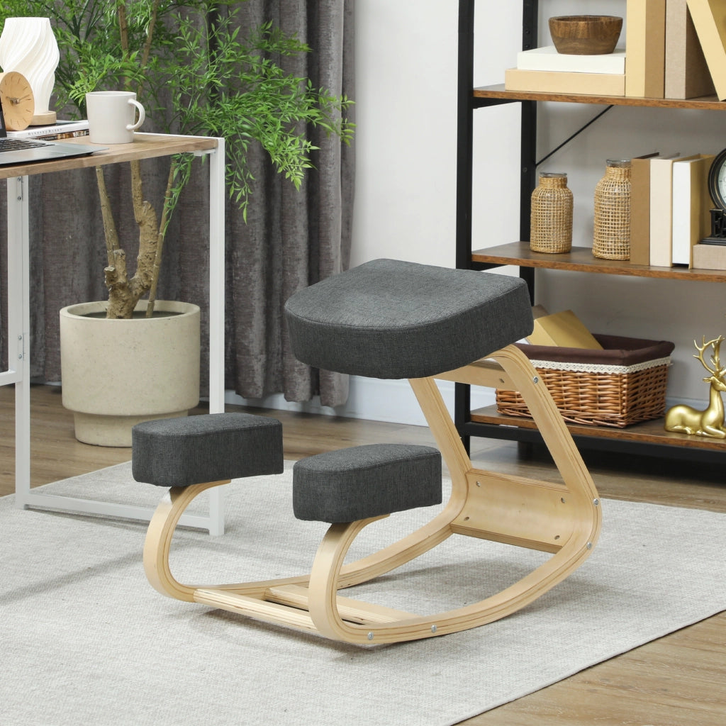 Sgabello ergonomico in legno di betulla ¨C zephmum ¨C grigio scuro