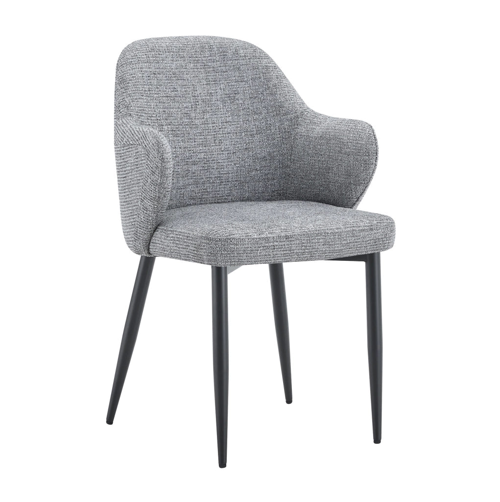 Set 2 Sedie da Pranzo in Tessuto Grigio con Gambe in Metallo a Croce, Altezza 83 cm
