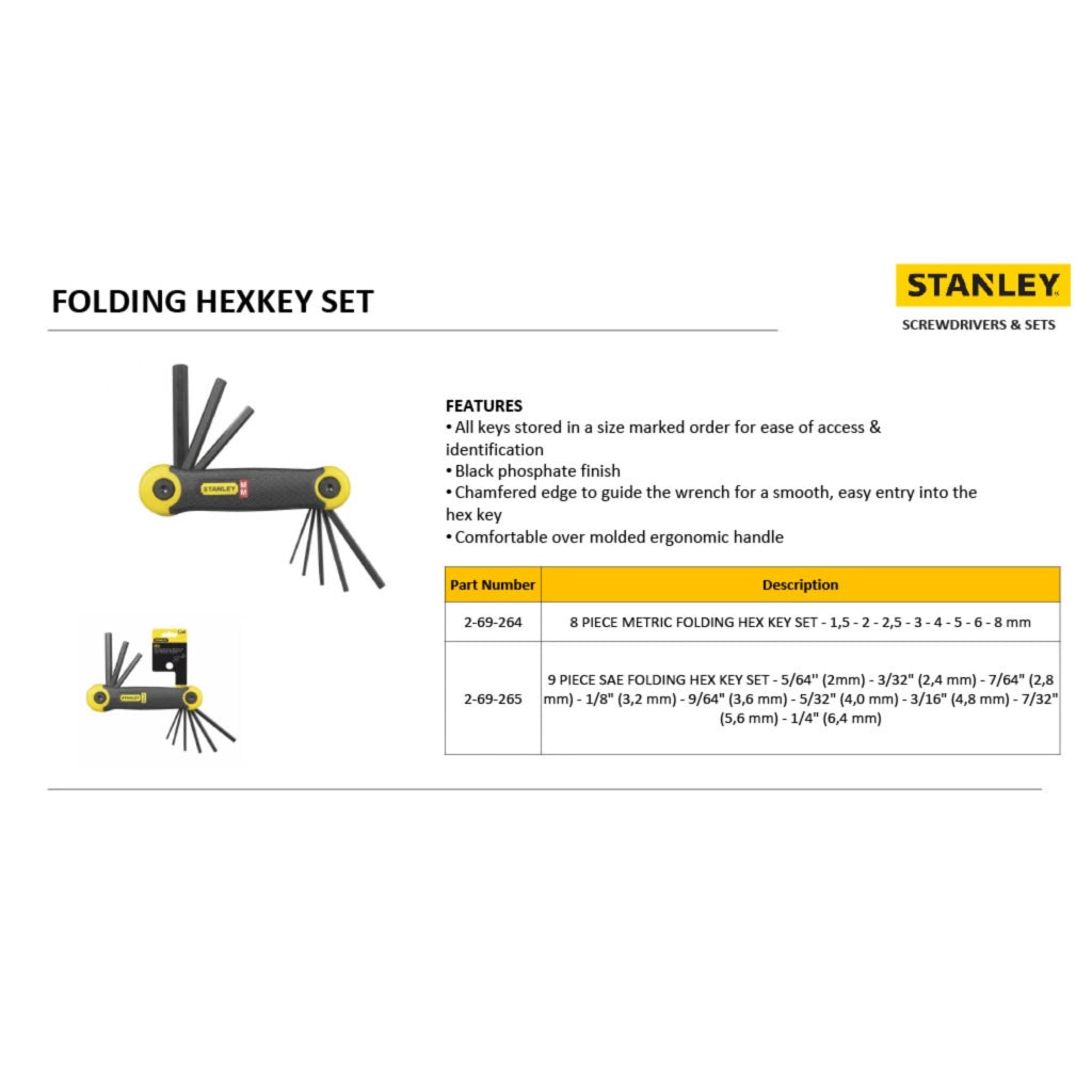 Set Chiavi Esagonali 8 Pezzi Stanley