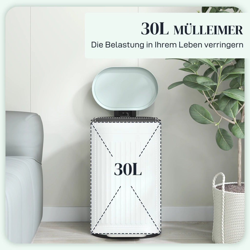 Pattumiera a Pedale 30L ¨C Xylo ¨C Verde con Coperchio Soft-Close e Secchio Interno Rimovibile 36,5x31,2x60,8cm