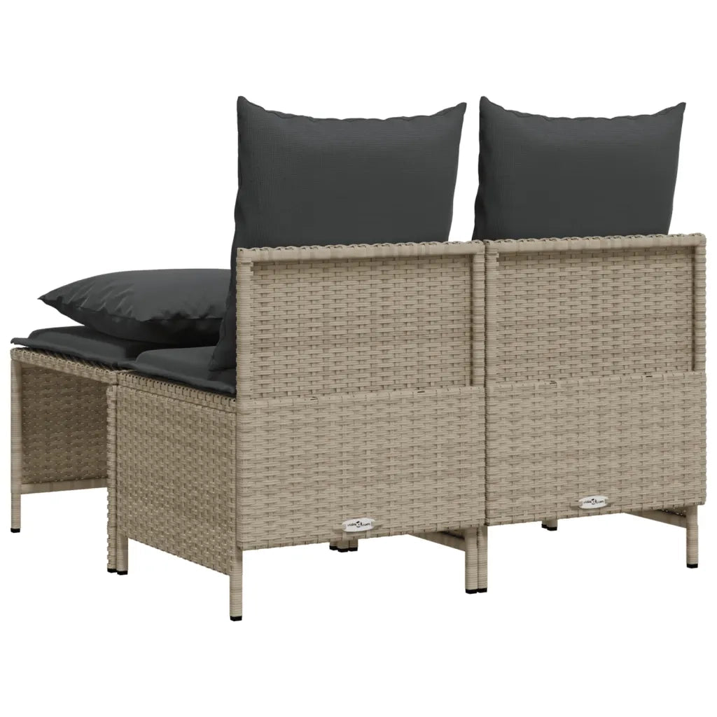 Set Divano da Giardino 4pz | Set Salotto da Giardino con Cuscini Grigio Chiaro Polyrattan