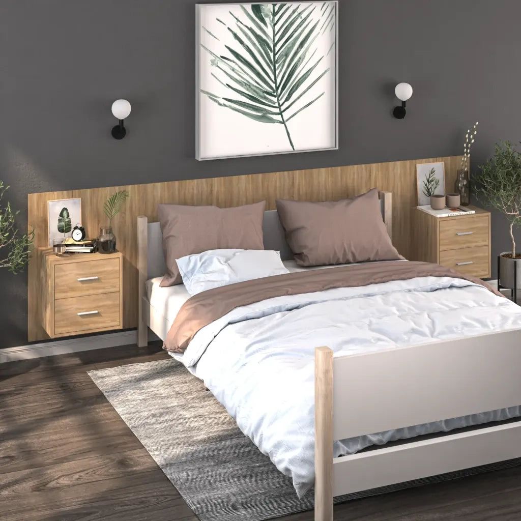 Comodini a Muro 2 pz Rovere Sonoma 810996